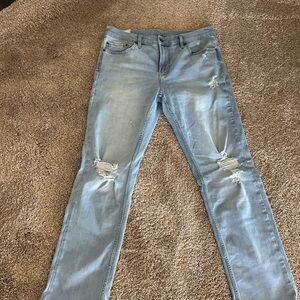 Men’s Light Blue Distressed Jeans